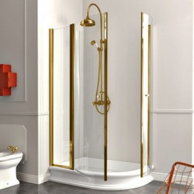 Душовий куточок Kerasan Retro DX правобічний асиметричний 80х120 см профіль бронза прозоре скло 9137T3