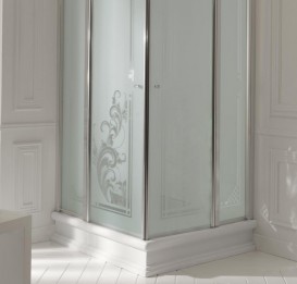 Душовий куточок Kerasan Retro DX / SX 100х100 см профіль бронза матове скло з декором 9148P3