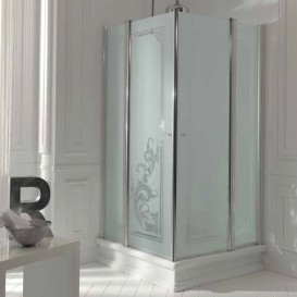 Душовий куточок Kerasan Retro DX / SX 100х100 см профіль бронза матове скло з декором 9148P3