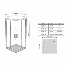 Душевой уголок квадратный Ravak 10° 10RV2K-110 белый профиль стекло transparent 1ZJD0100Z1