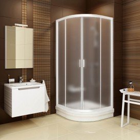 Душевой уголок полукруглый Ravak Blix BLCP4-80 профиль белый стекло grape 3B240100ZG
