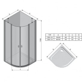 Душевой уголок Ravak Chrome CSKK4-80 полукруглый полированный алюминий стекло transparent 3Q140C00Z1