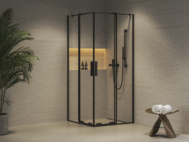 Душовий куточок Ravak Roll RORV2-90 90х90 см профіль чорний скло transparent X14V70300Z1