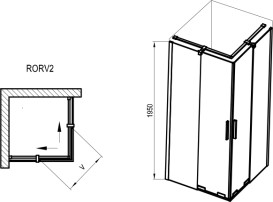 Душовий куточок Ravak Roll RORV2-90 90х90 см профіль чорний скло transparent X14V70300Z1