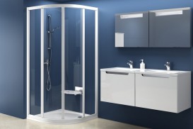 Душовий куточок Ravak Supernova SKCP4-90 напівкруглий білий профіль скло grape 31170100ZG