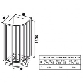 Душовий куточок Ravak Supernova SKKP6-90 напівкруглий білий профіль скло grape 32070100ZG