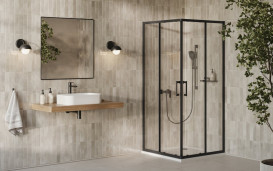 Душевой уголок Ravak X-Point Slim XPSRV2-90 профиль черный стекло transparent X14V7030FZ1