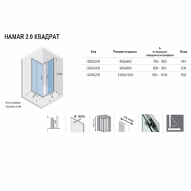 Душовий куточок Riho Hamar 2.0 R207 80х80 см хром/прозоре скло GR92200