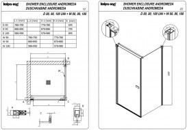 Душевые двери Kolpa San Andromeda D 80-UNI B 80х200 см профиль черный/прозрачное стекло Clean Coat 516600