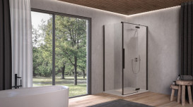 Душевые двери Kolpa San Polaris D 80-R B 80х200 см правая профиль черный/прозрачное стекло Clean Coat 515750