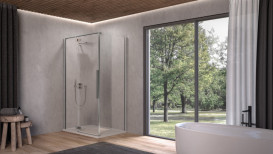 Душові двері Kolpa San Polaris D 90-L SBR 90х200 см ліва профіль срібло/прозоре скло Clean Coat 515430