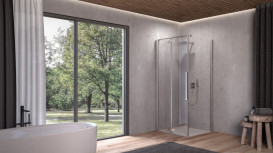 Душові двері Kolpa San Polaris Fold D 90-SBR 90х200 см ліва профіль срібло/прозоре скло Clean Coat 516170