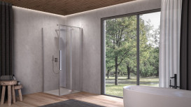 Душевые двери Kolpa San Polaris Fold D 90-R SBR 90х200 см правая профиль серебро/прозрачное стекло Clean Coat 516180