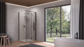 Душевые двери Kolpa San Polaris Fold D 90-R B 90х200 см правая профиль черный/прозрачное стекло Clean Coat 516270