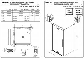 Душевые двери Kolpa San Polaris Fold D 100-L B 100х200 см левая профиль черный/прозрачное стекло Clean Coat 516280