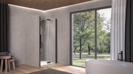 Душові двері Kolpa San Polaris Fold N 80-R B 80х200 см права профіль чорний/прозоре скло Clean Coat 516400