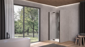 Душевые двери Kolpa San Polaris Fold N 80-L B 80х200 см левая профиль черный/прозрачное стекло Clean Coat 516390