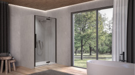 Душевые двери Kolpa San Polaris N 100-R B 100х200 см правая профиль черный/прозрачное стекло Clean Coat 515980