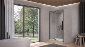 Душові двері Kolpa San Polaris N 140-L B 140х200 см ліва профіль чорний/прозоре скло Clean Coat 516010