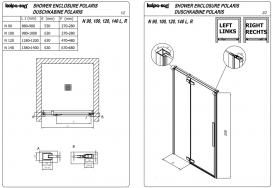 Душевые двери Kolpa San Polaris N 140-R B 140х200 см правая профиль черный/прозрачное стекло Clean Coat 516080