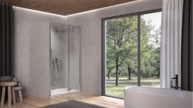 Душові двері Kolpa San Polaris N 90-R SBR 90х200 см права профіль срібло/прозоре скло Clean Coat 515880