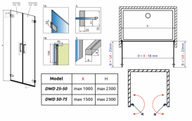 Душевые двери Radaway Arta QL DWD 25-50 левосторонние хром/прозрачное стекло 10102507-03-01L