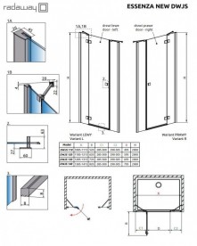 Душові двері Radaway Essenza New Black DWJS 140 правобічна прозоре скло 385033-54-01R