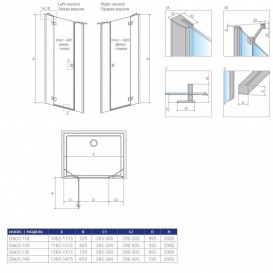 Душевые двери Radaway Essenza New DWJS 110 правосторонняя прозрачное стекло 385030-01-01R