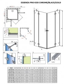 Душові двері Radaway Essenza Pro Gold KDD 80 правосторонні золото/прозоре скло 10096080-09-01R