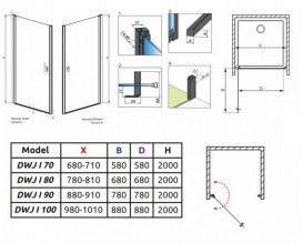 Душові двері Radaway Nes 8 Black DWJ I Frame 100 правосторонні чорний/скло Frame 10076100-54-56R