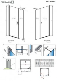 Душевые двери Radaway Nes 8 Black DWS 69,5 правосторонние черный/прозрачное стекло 10078110-54-01R