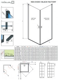 Душевые двери Radaway Nes 8 Black KDD I Factory 100 правосторонние черный/стекло Factory 10071100-54-55R