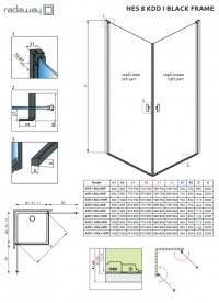 Душові двері Radaway Nes 8 Black KDD I Frame 100 лівобічні чорний/скло Frame 10071100-54-56L