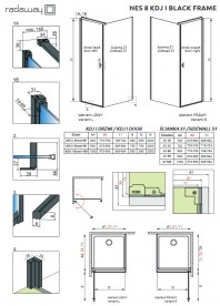 Душевые двери Radaway Nes 8 Black KDJ I Frame 90 правосторонние черный/стекло Frame 10072090-54-56R