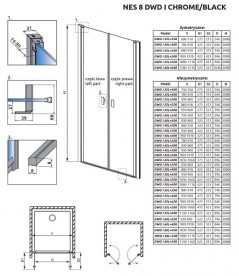 Душові двері Radaway Nes 8 DWD I 60 правосторонні хром/прозоре скло 10077060-01-01R
