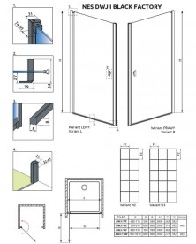 Душові двері Radaway Nes Black DWJ I Factory 90 правосторонні чорний/скло Factory 10026090-54-55R