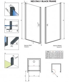 Душевые двери Radaway Nes Black DWJ I Frame 90 правосторонние черный/стекло Frame 10026090-54-56R