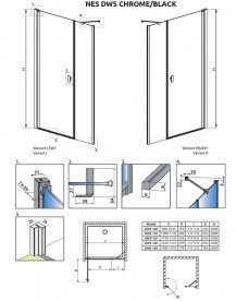 Душевые двери Radaway Nes Black DWS 120 правосторонние черный/прозрачное стекло 10028120-54-01R