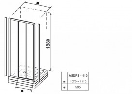 Душові двері Ravak ASDP3-110 розсувні трьохелементні профіль сатин/полистирол pearl 00VD0U0211