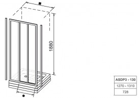 Душевые двери Ravak ASDP3-130 раздвижные трехэлементные профиль сатин/стекло grape 00VJ0U02ZG