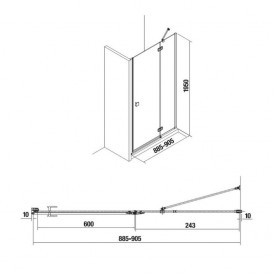 Двері душова Jika Cubito Pure 90х195 см правобічна профіль хром прозоре скло H2544230026681