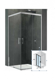 Дверь душевая Novellini Kali A-H для углового входа профиль серебро прозрачное стекло KALIAH96L-1B