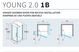 Двері душова Novellini Young 2.0 87-91x200h профіль хром прозоре скло Y21B871K