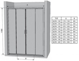 Дверь душевая прямоугольная Ravak Blix BLDP4-200 профиль хром стекло grape 0YVK0C00ZG