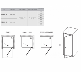 Двері душова прямокутна Ravak Pivot PDOP1-110 профіль чорний скло transparent 03GD0300Z1