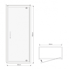 Двері душова орні Eger 80х195 профіль алюміній хром прозоре скло 599-150-80 (h)