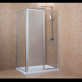 Двері душова розсувні Eger 120х195 профіль алюміній хром прозоре скло 599-153 (h)