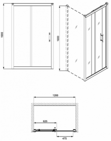 Двері душова розсувні Kolo Geo 120 см прозоре скло профіль срібний 560.153.00.3