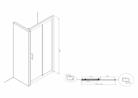 Дверь душевая раздвижная Roca Town 120х195 профиль алюминий хром прозрачное стекло AMP181201M