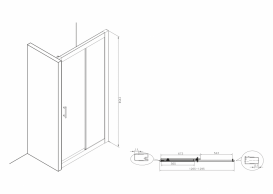 Двері душова розсувні Roca Town 130х195 профіль алюміній хром прозоре скло AMP181301M